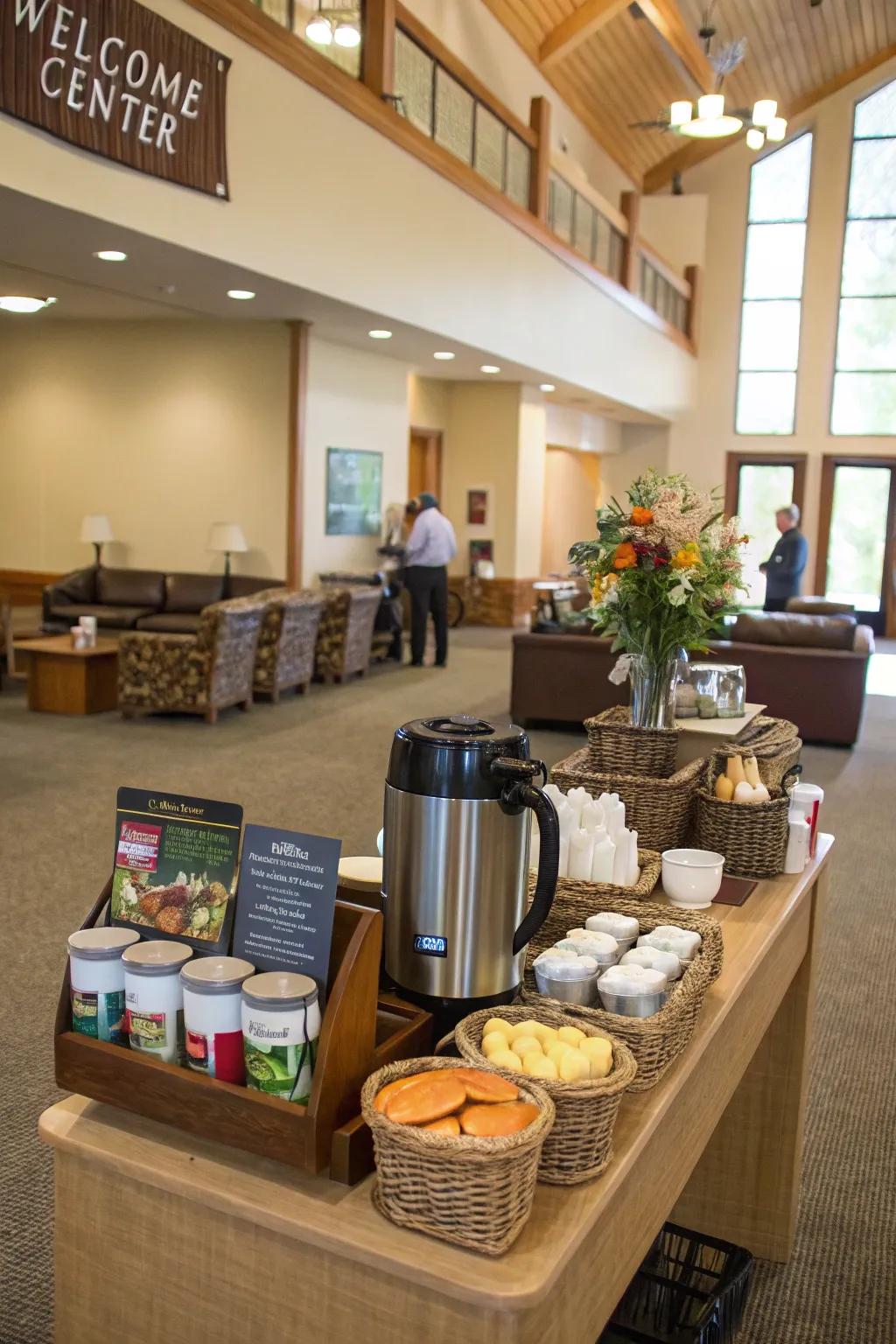 Refreshment areas are a friendly sign of hospitality.