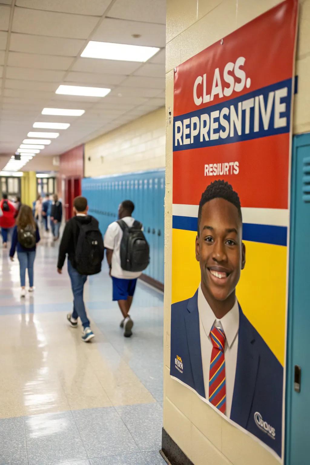 Vivid hues make a class representative poster visually appealing.