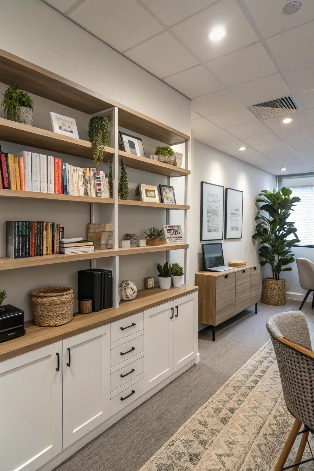 Open wall mounts enhance sophistication while maintaining office organization.
