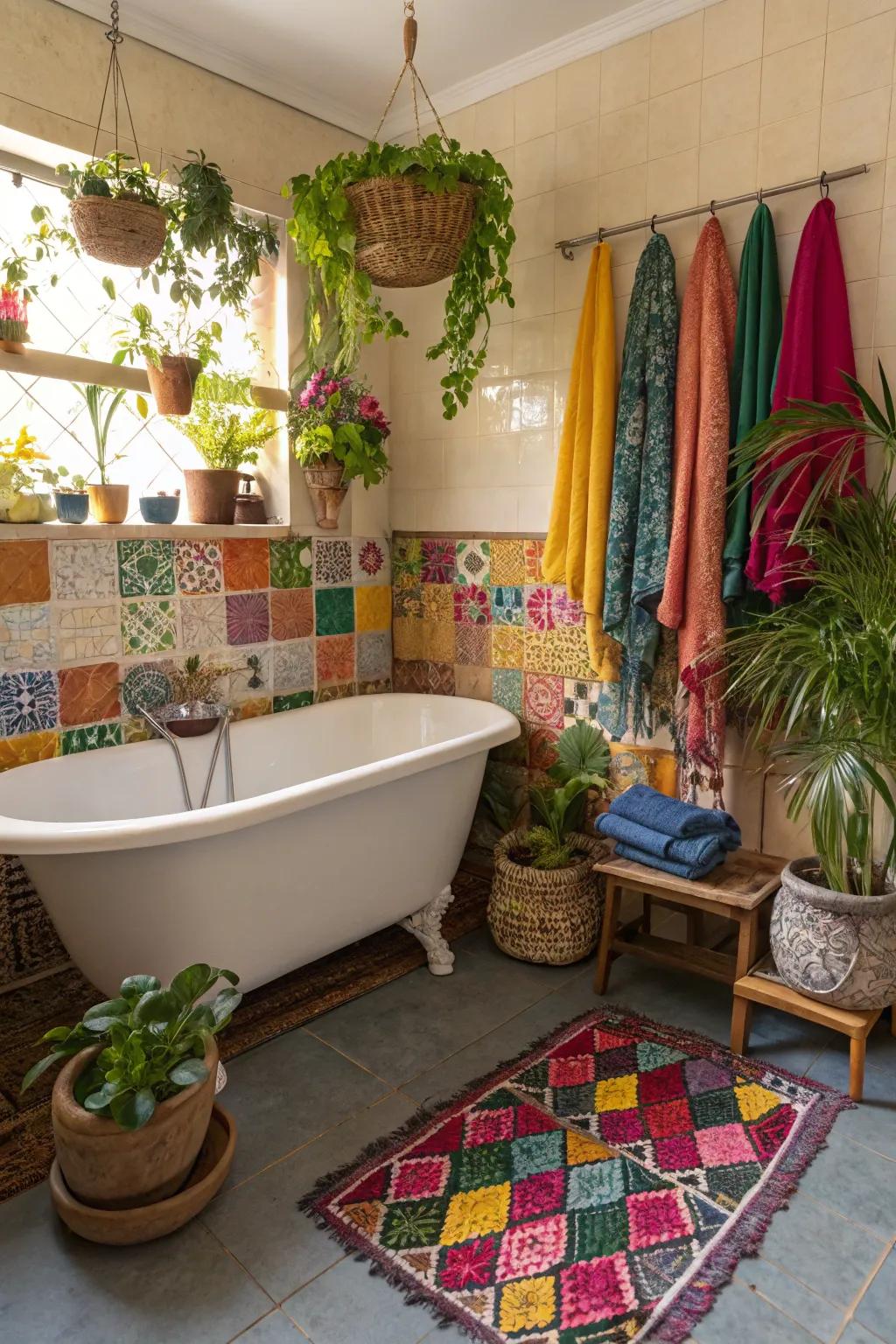 A creatively free-spirited bathroom where relaxation and creativity come together.