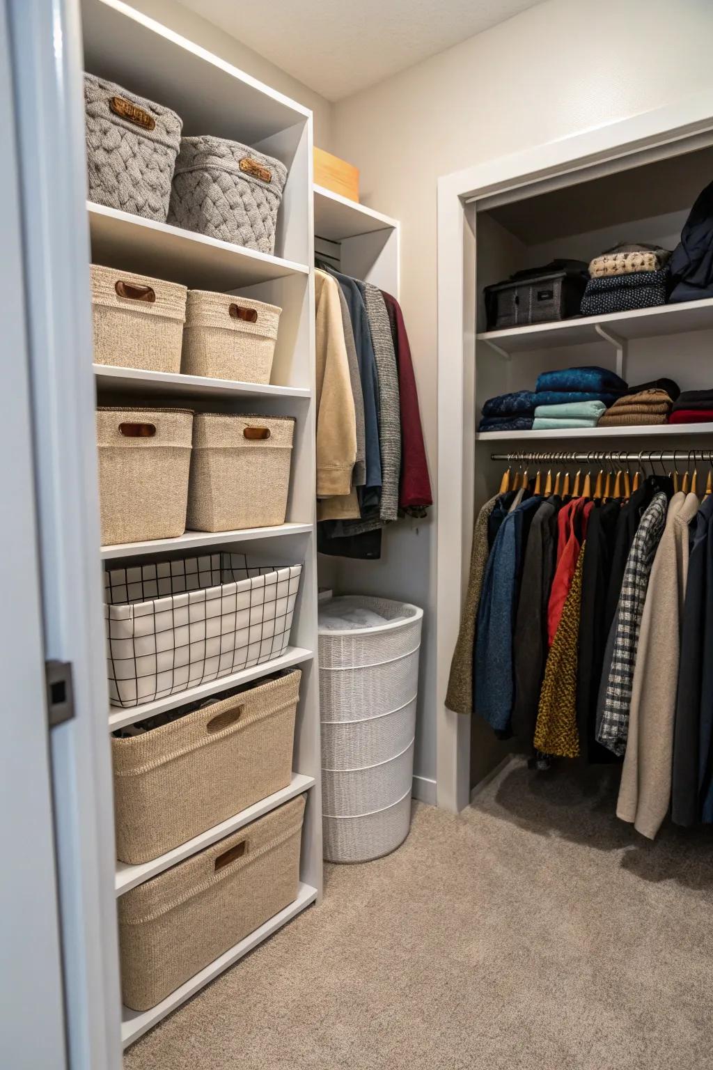 Stow bulkier items away with concealed shelves.