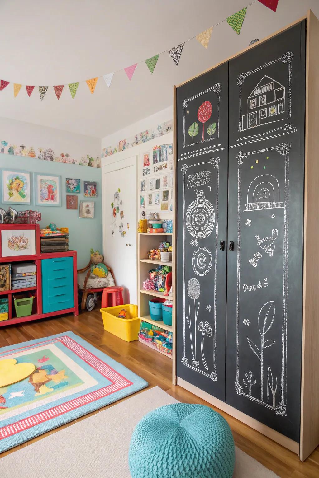 Chalkboard doors: endless canvas for creativity.
