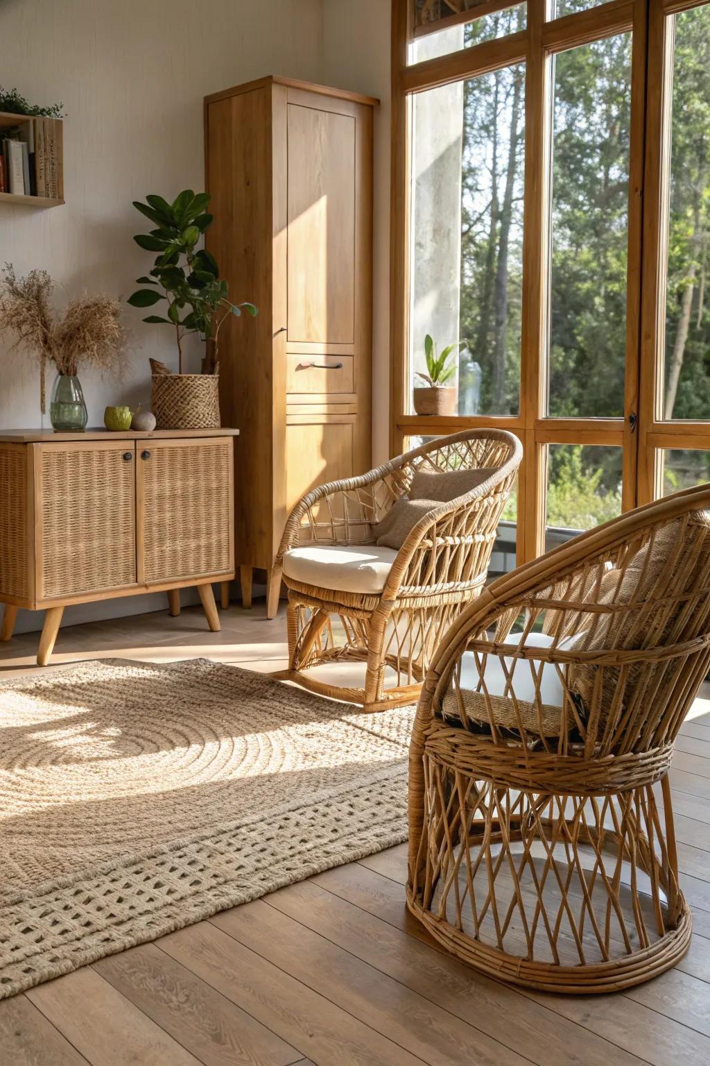 Natural elements smoothly merge sophistication with coastal aesthetics.