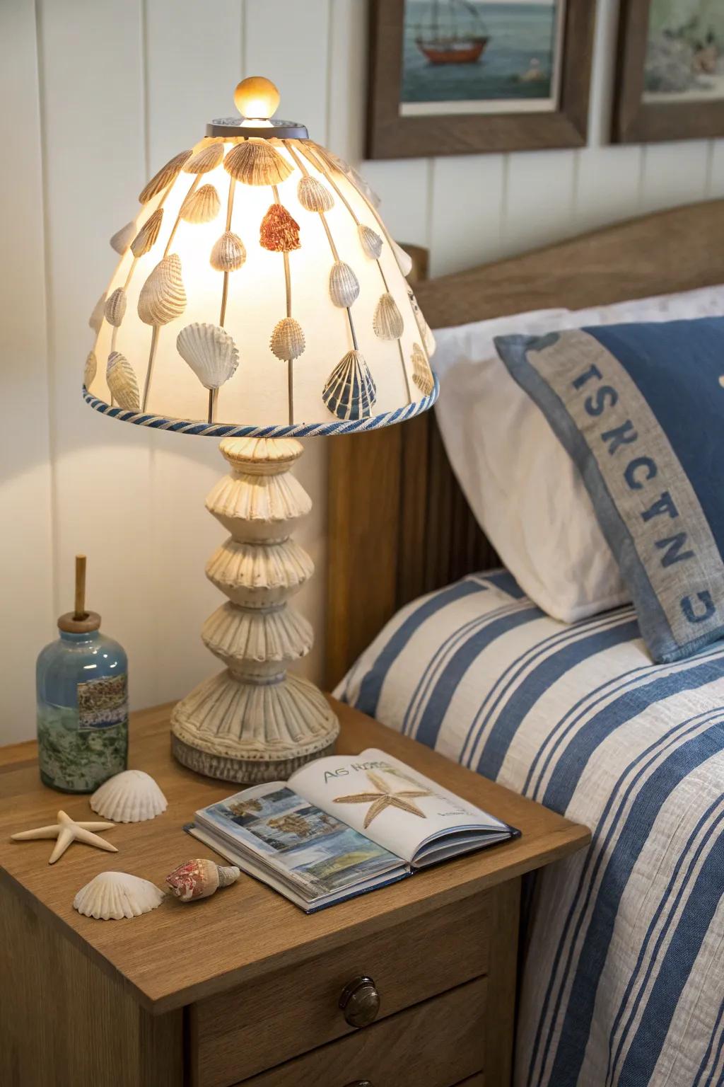 Seashell details add a delicate coastal accent to your bedside.