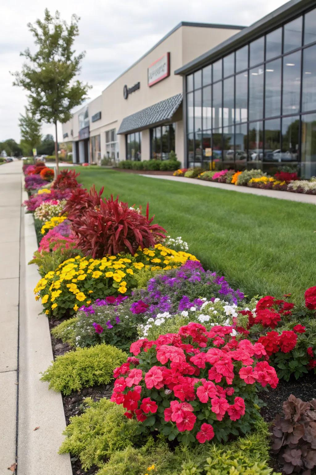 Flower beds bring energy and color to business landscapes.