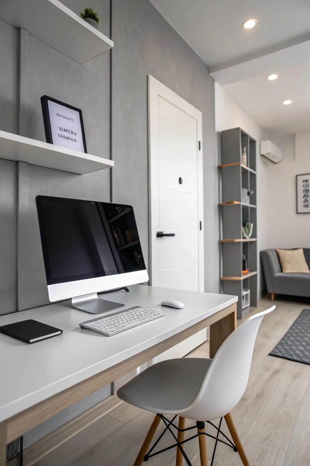 A minimalist computer area emphasizing simplicity and order.
