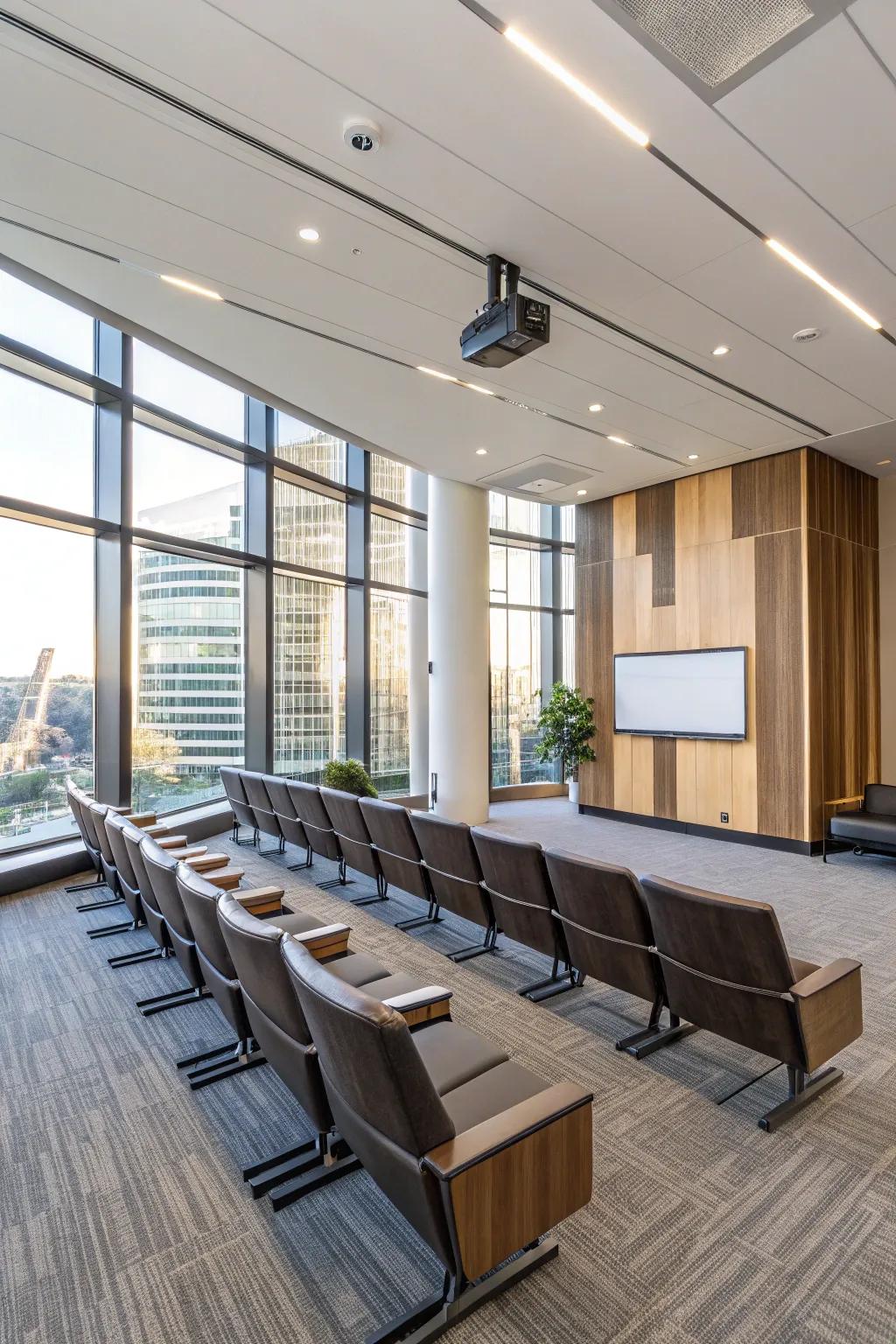 Flexible seating plans cater to a range of meeting types.