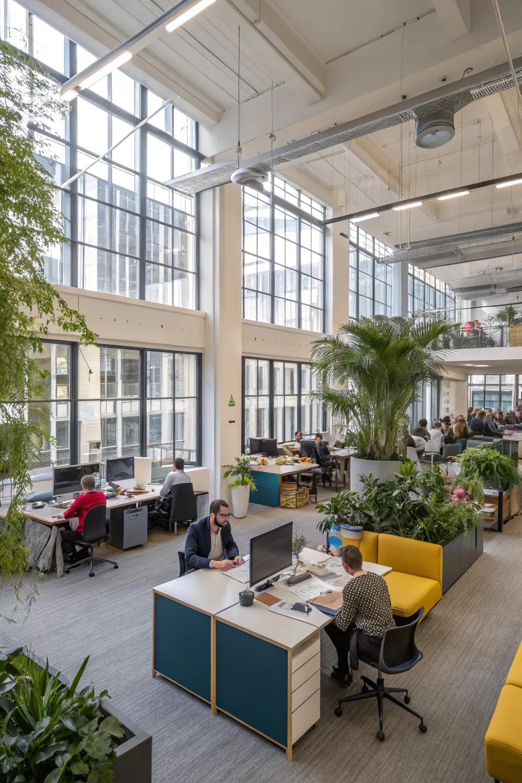 Open-plan office promoting collaboration and flexibility.