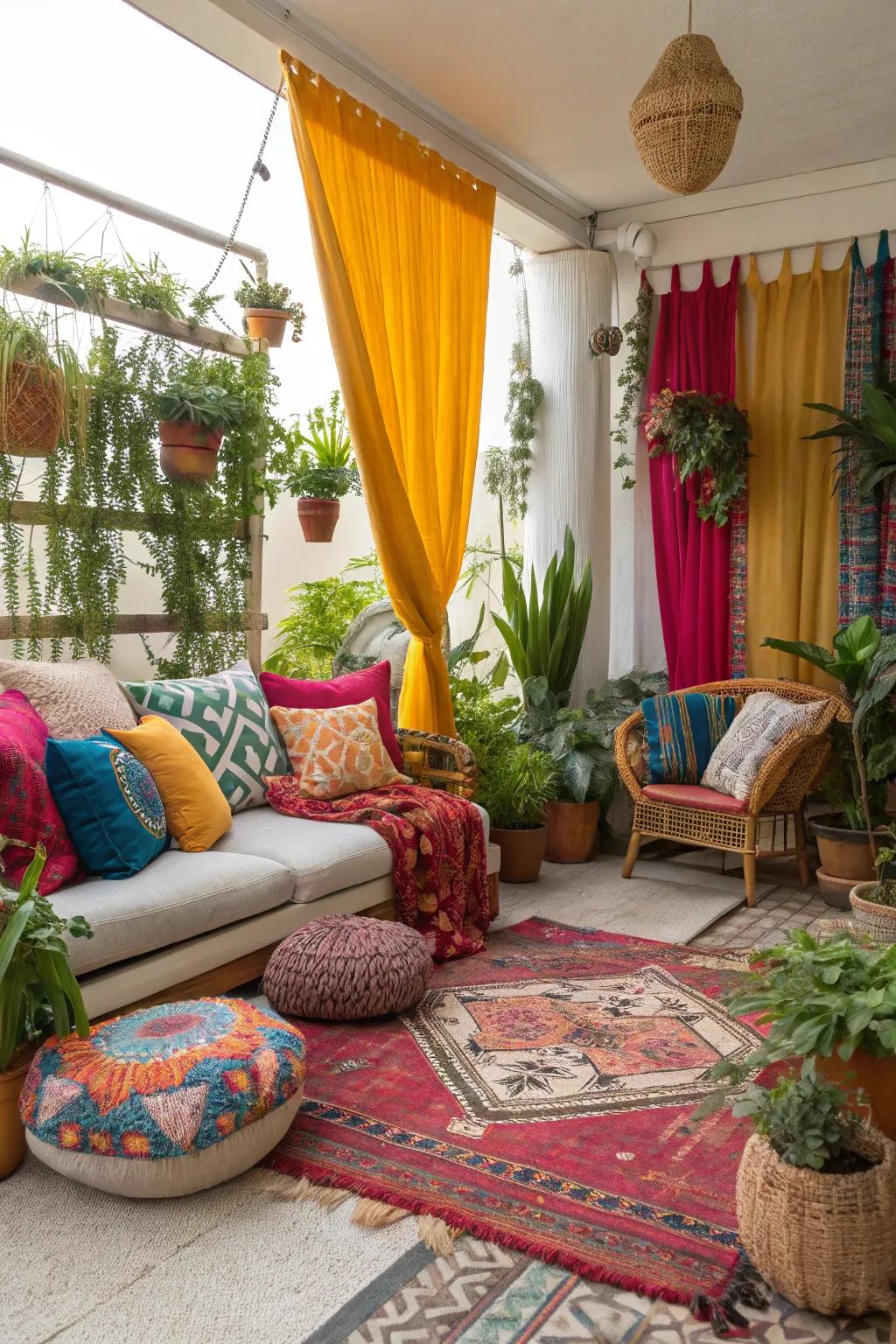 Embrace the bohemian aesthetic for a welcoming and comfortable environment.