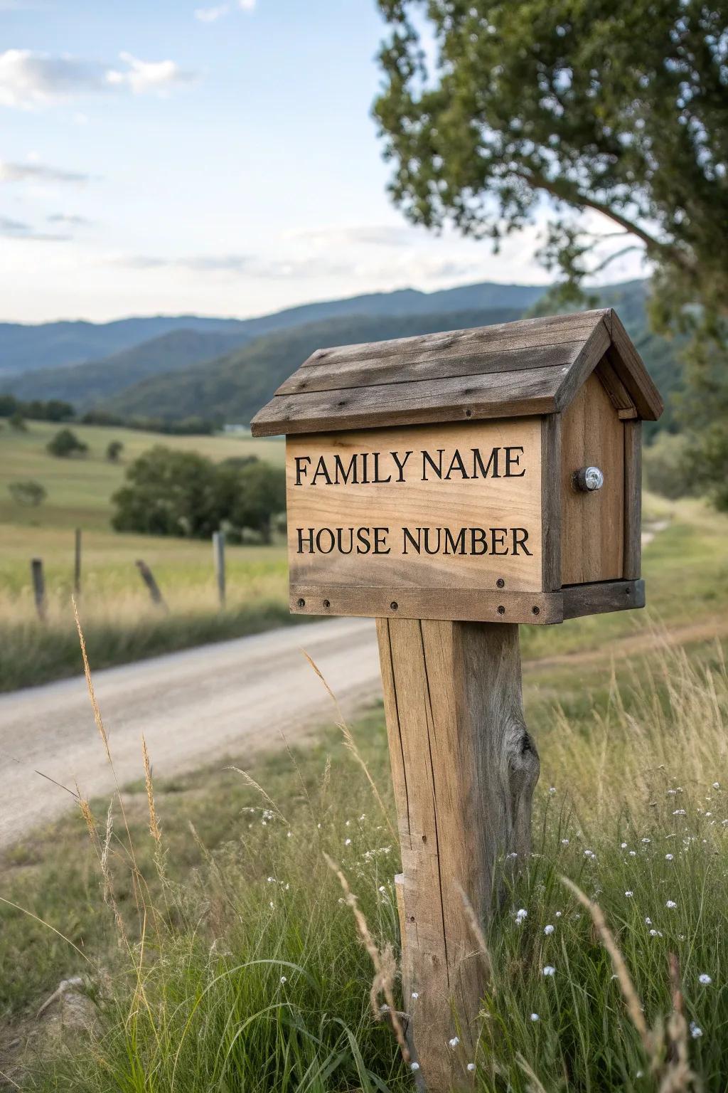 Personalized engravings add a distinct charm to this mailbox.