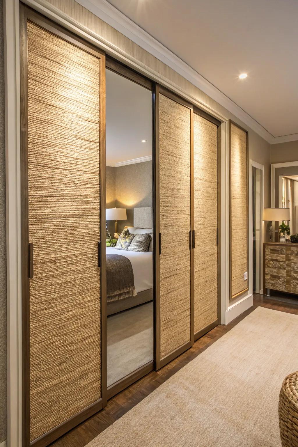Woven coverings enhance texture and bring a natural element.