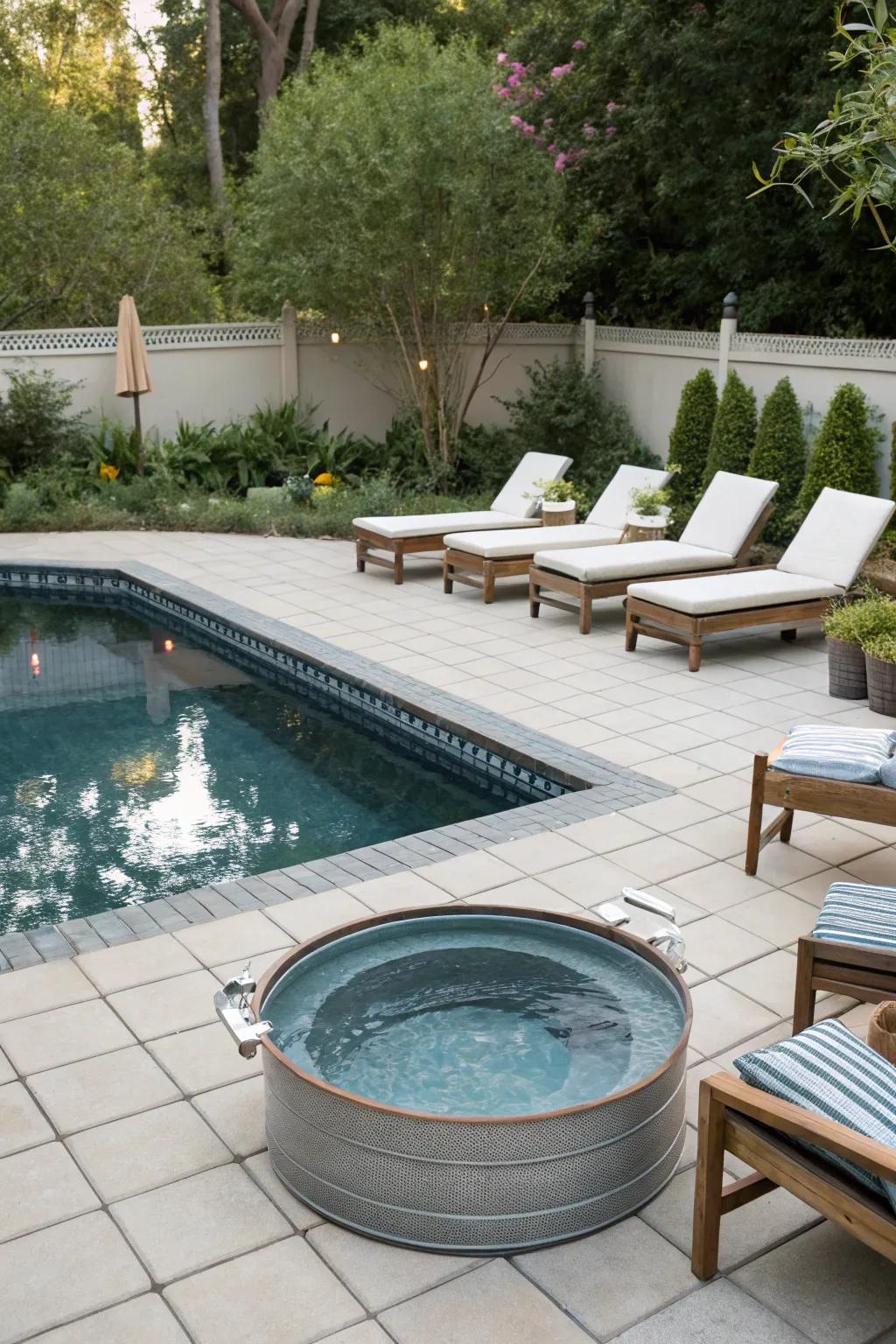 Cultivate a soothing ambiance with inviting seating surrounding your pool.