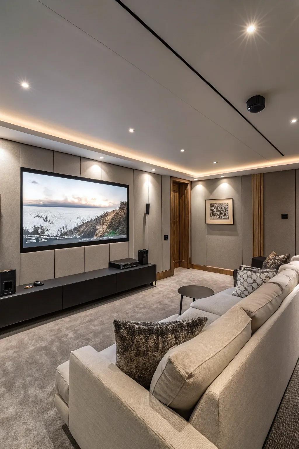 Your movie room needs a big screen at the center.
