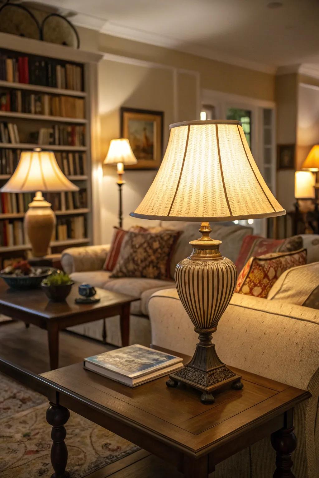 Warm lighting forms an inviting and restful ambiance.