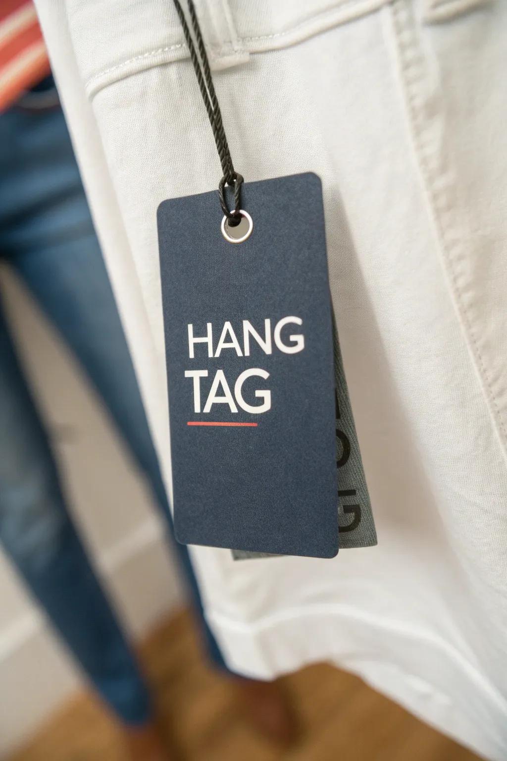 A tag featuring prominent lettering that immediately grabs attention.