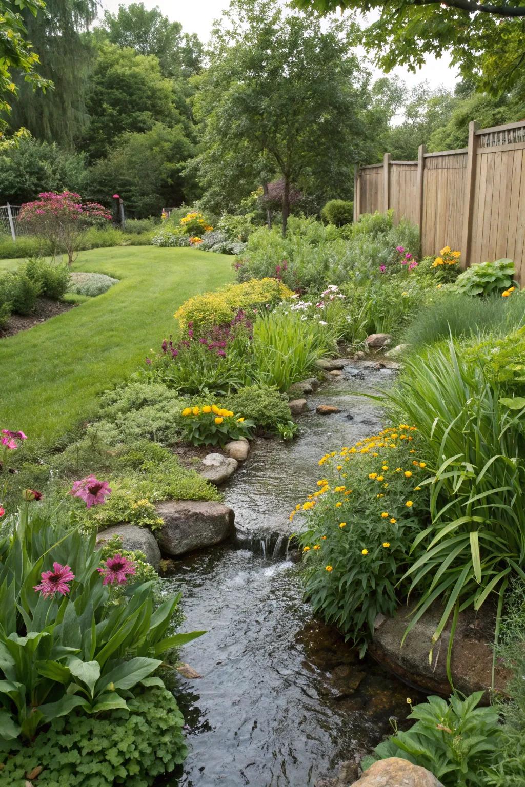 Abundant greenery infuses vibrancy and life into your creekside location.