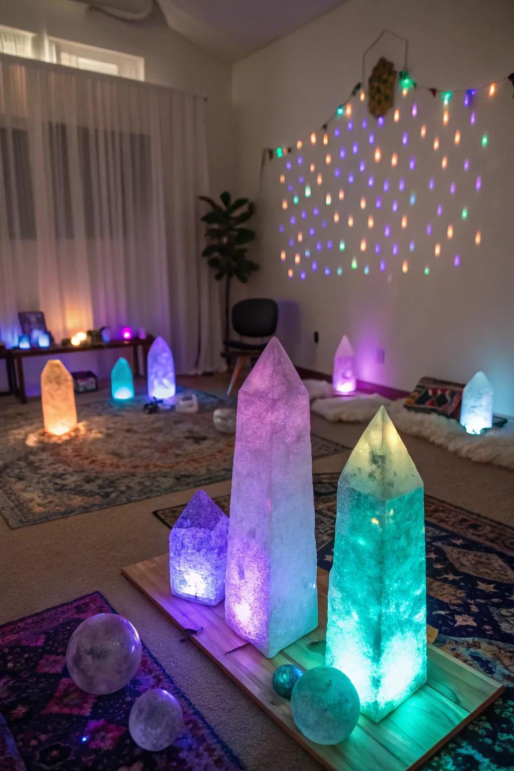 Vibrant lighting can showcase the inherent beauty of your crystals, contributing a magical essence.