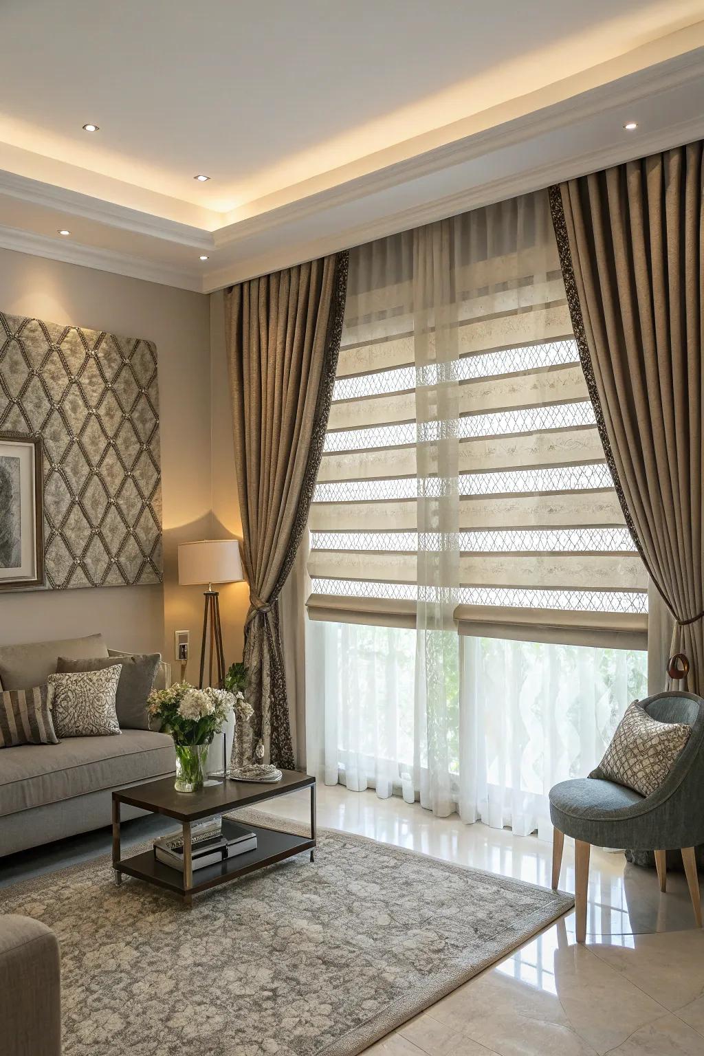 Combined window coverings introduce composition and sophistication to your area.