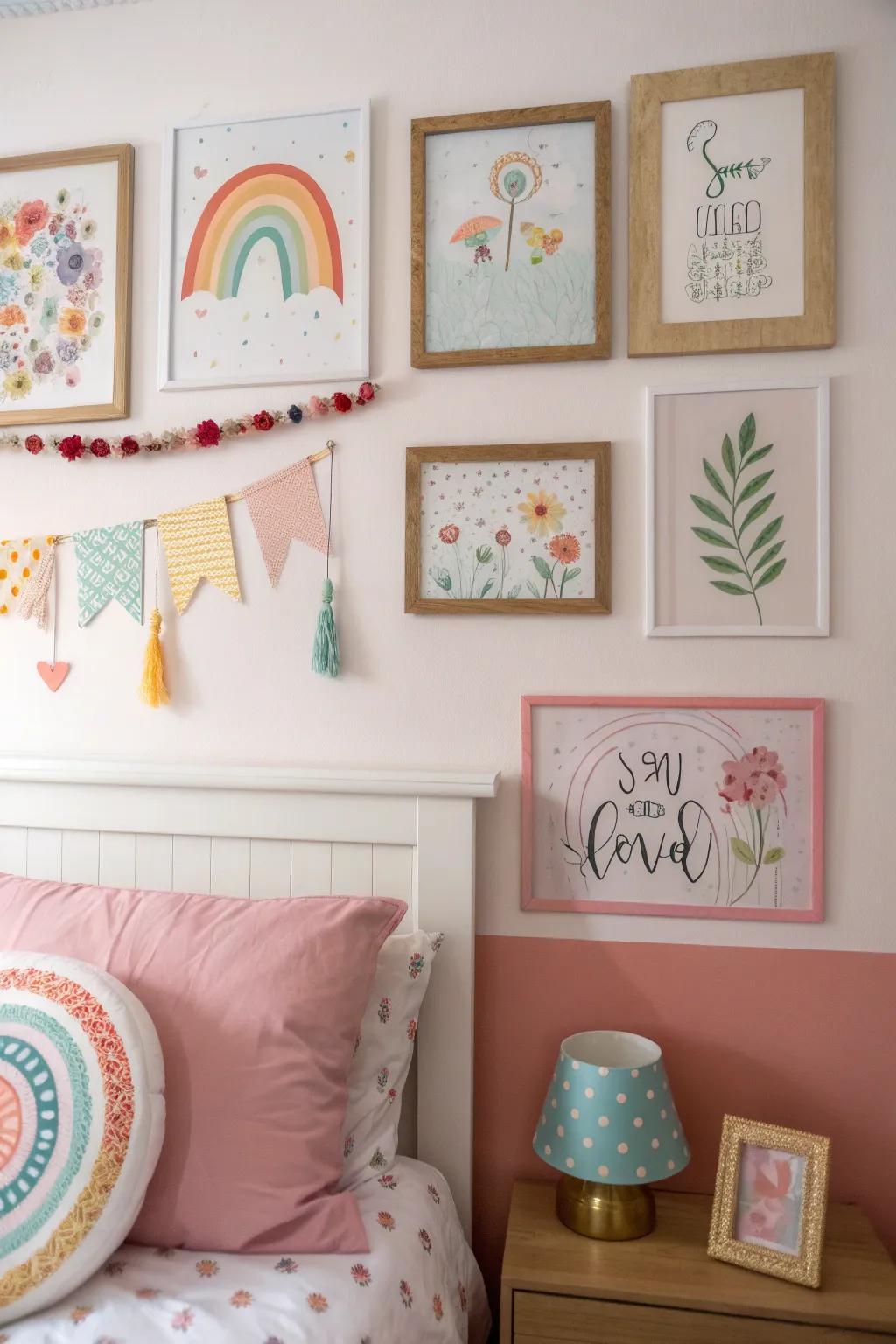 Playful wall art injects character and charm.