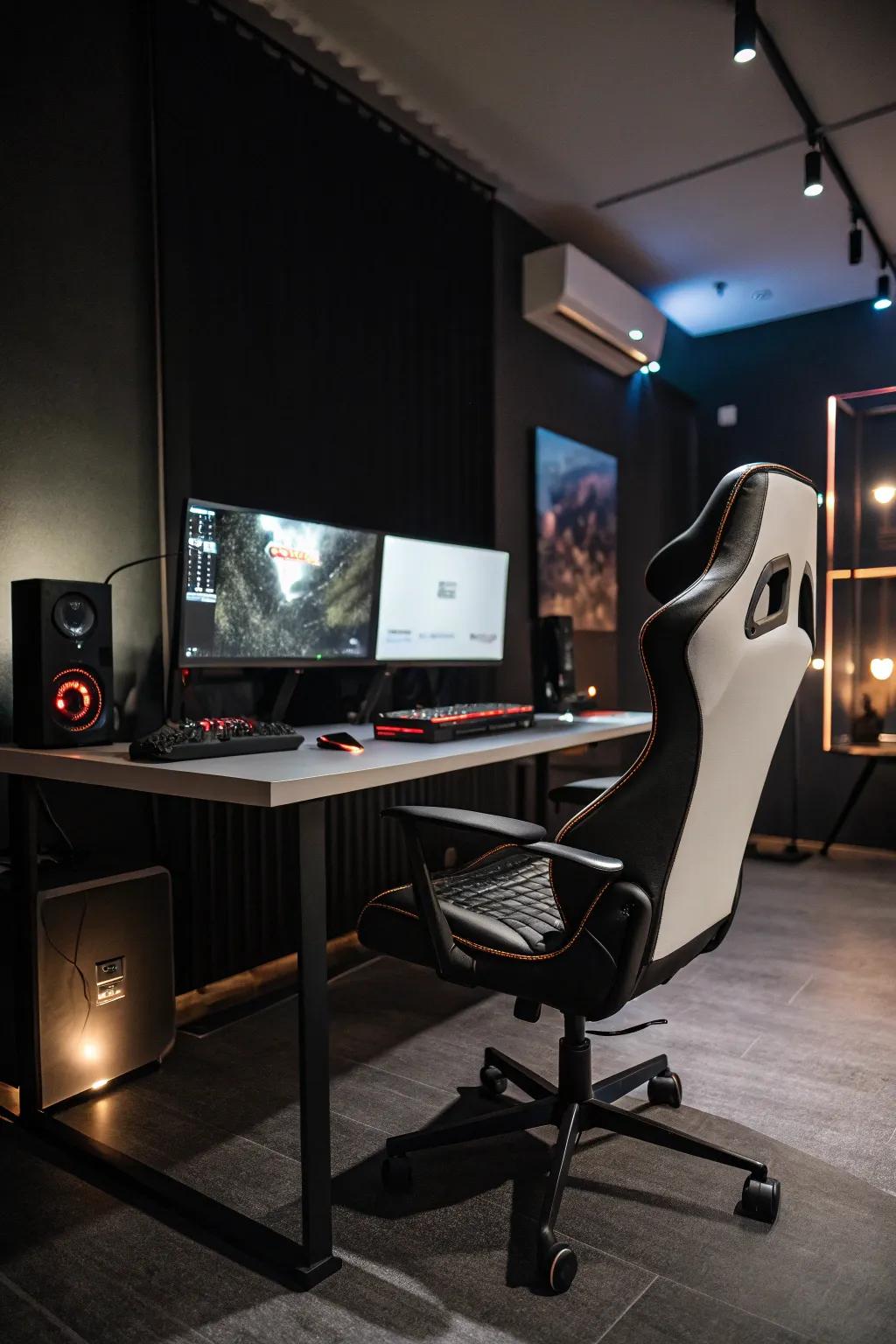 Contemporary, minimalist furniture enhances both the aesthetic and the comfort of your gaming space.
