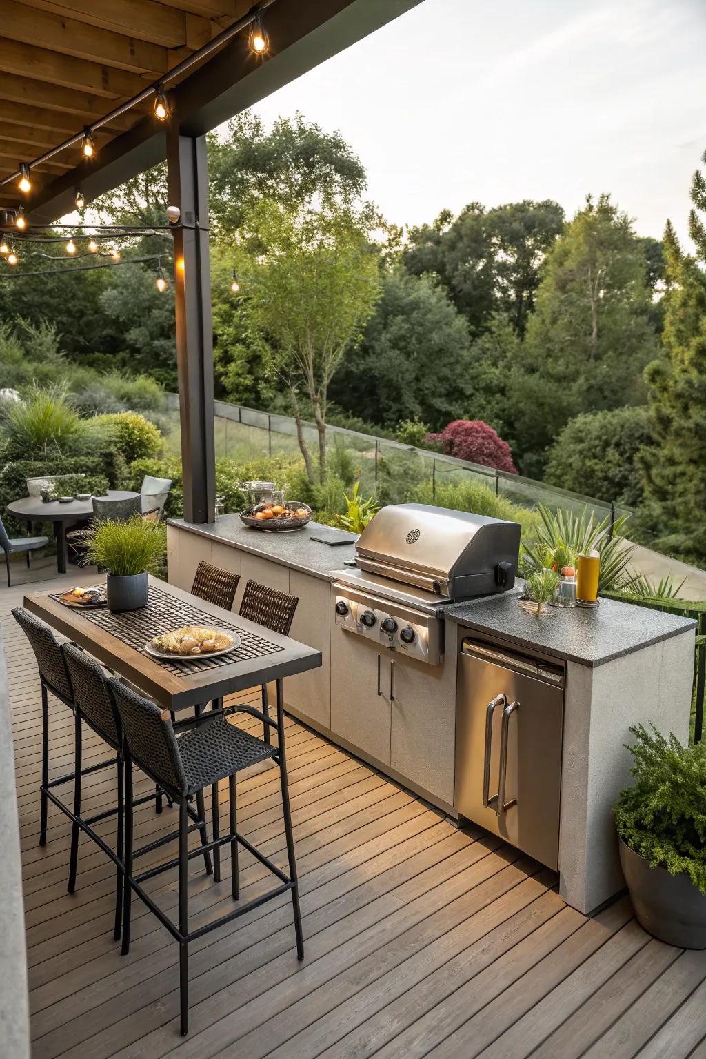 Prepare meals and host guests in elegance with a fully-equipped outdoor kitchen.