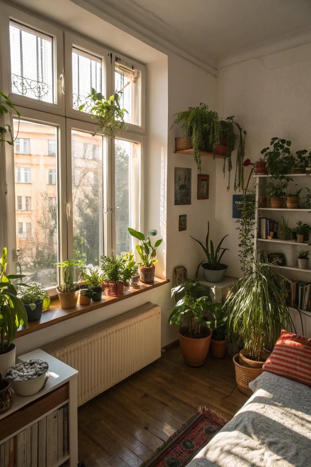 Plants add vibrancy and a hint of nature to any small area.