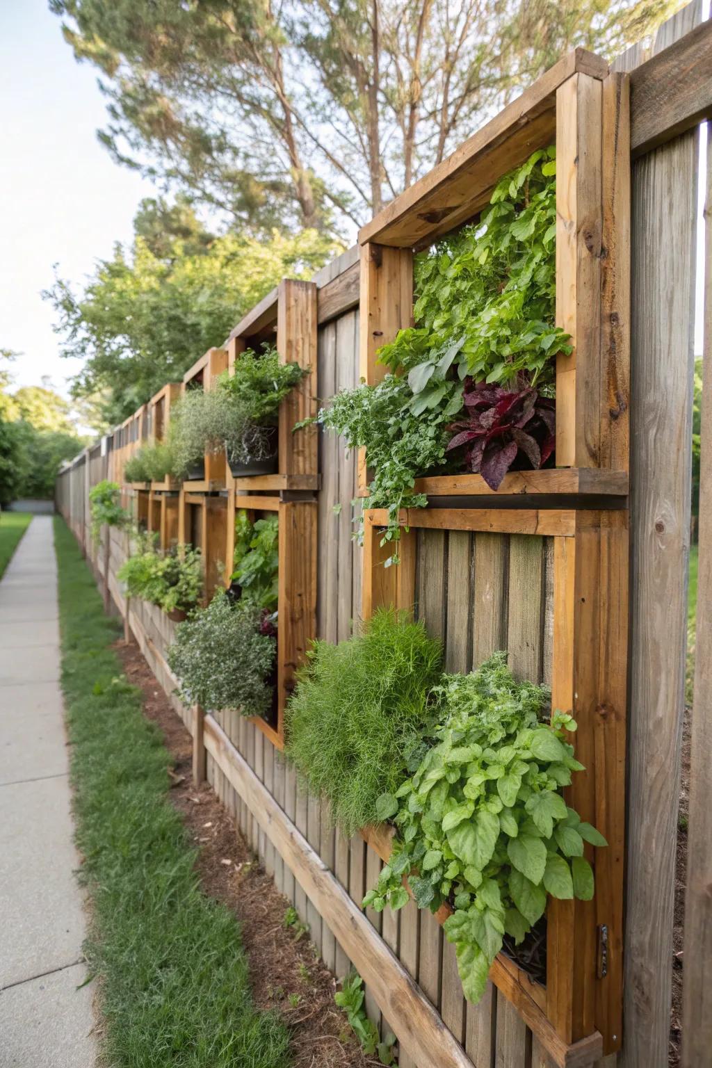 Vertical gardens present an efficient and beautiful utilization of fence real estate.