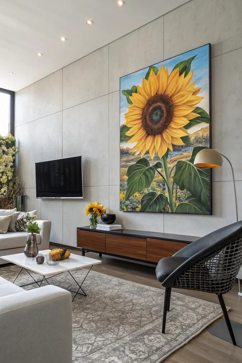 Sunflower wall art stands out as a vibrant focal point in any room.