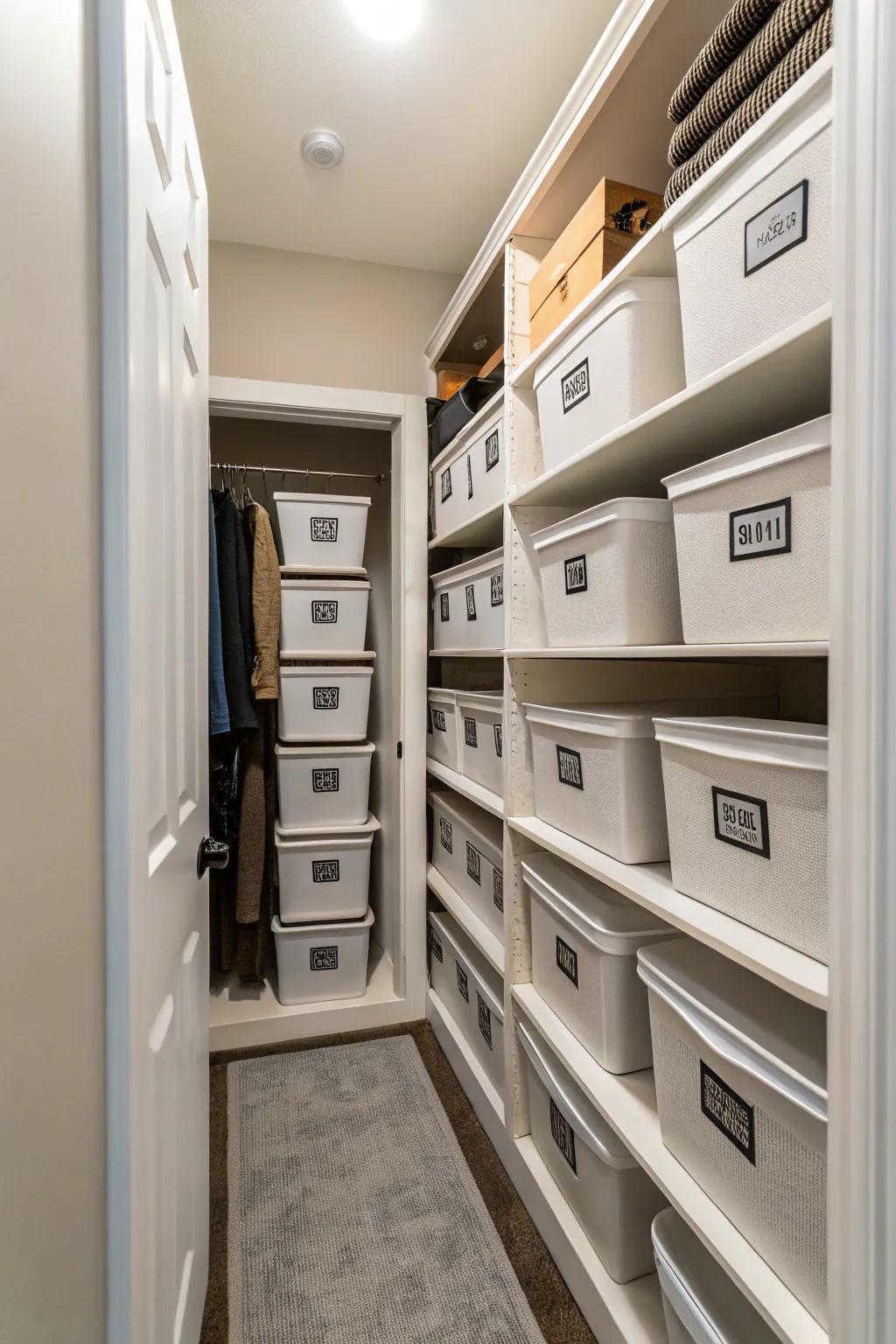Use storage containers for orderly and easy-to-reach storage.