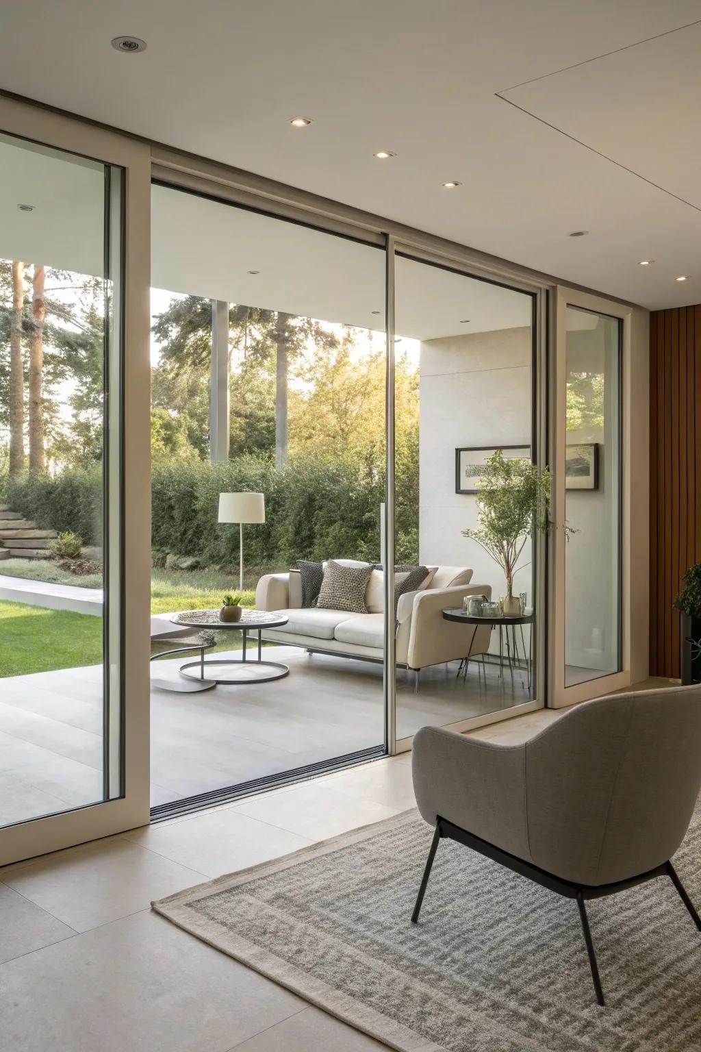 Clear doors encourage a smooth transition of space.