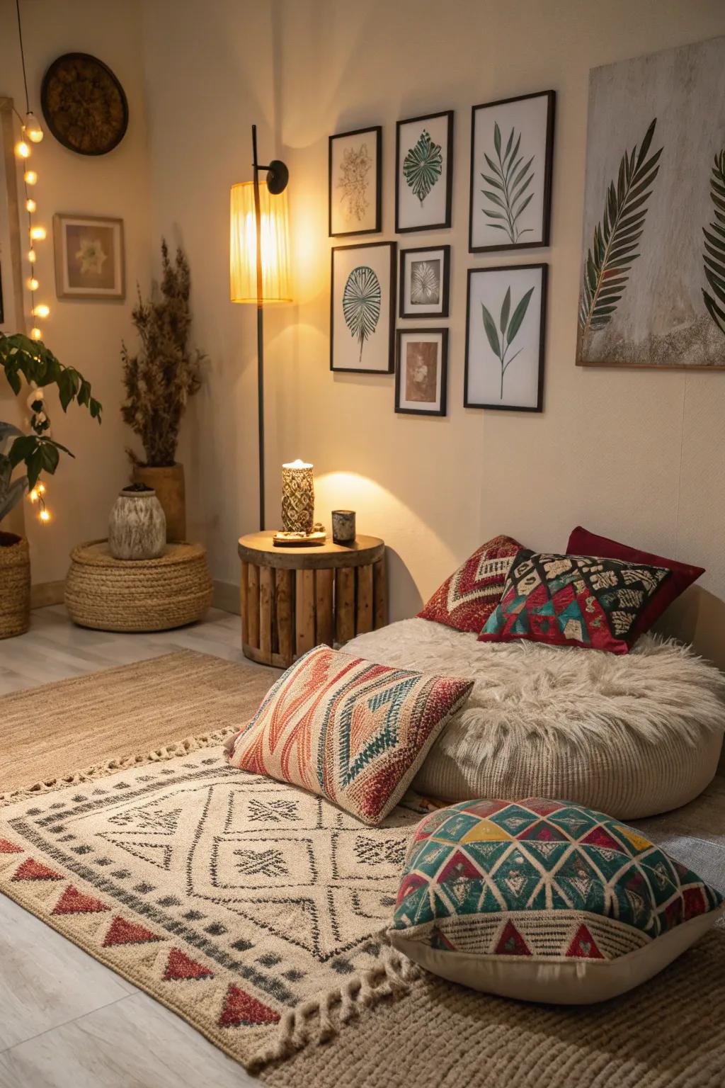 Decorative elements enhance the den's personality.