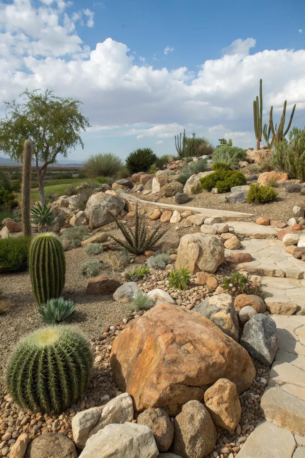 A stone feature brings design and natural appeal to your yard.