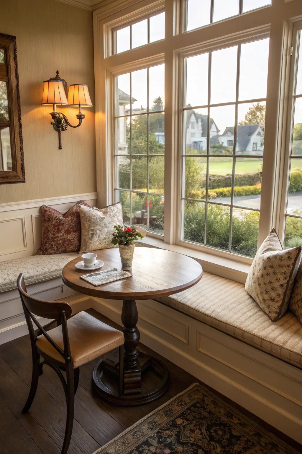 Build a cozy corner for intimate dining experiences.