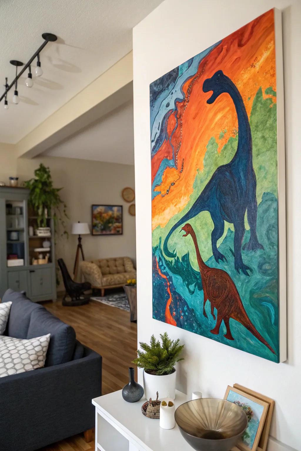 Dynamic poured pigment creature artwork showcasing swirling hues