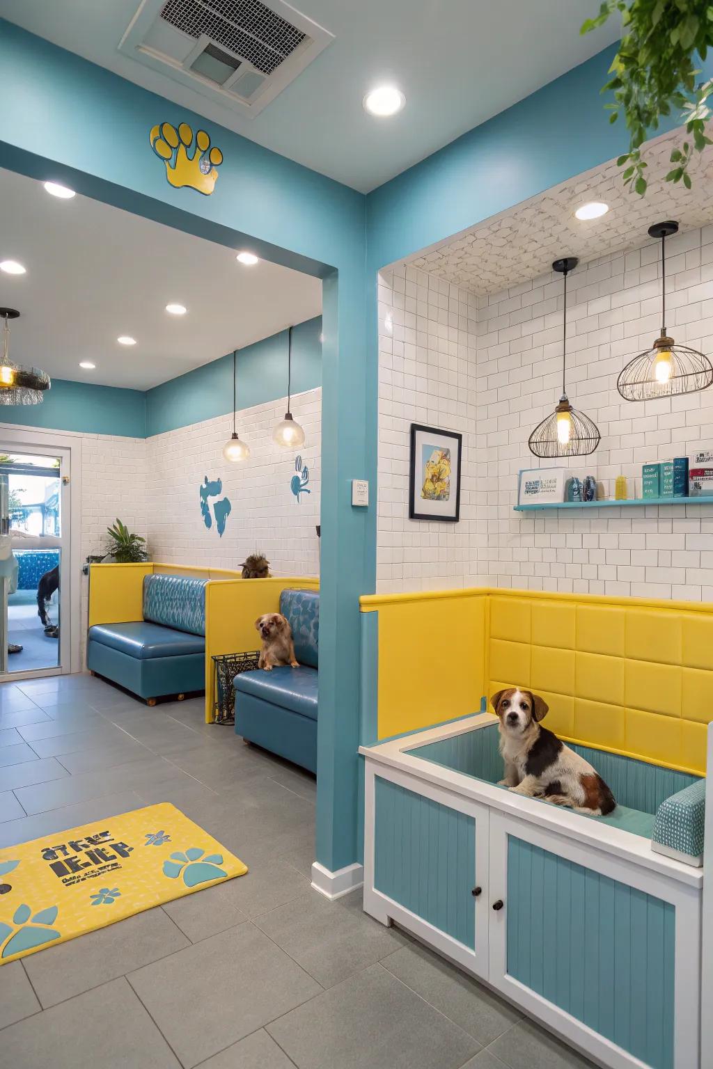 A soothing color scheme utilizing blue and yellow tones.