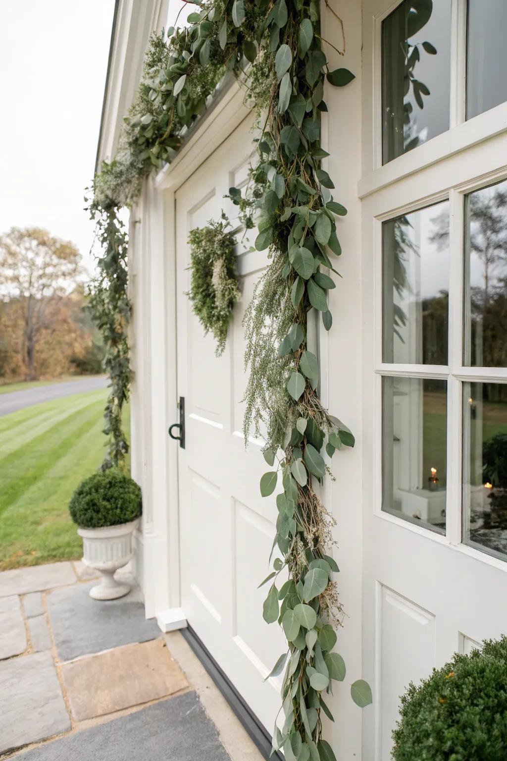 Eucalyptus swags introduce a fresh, elegant element.