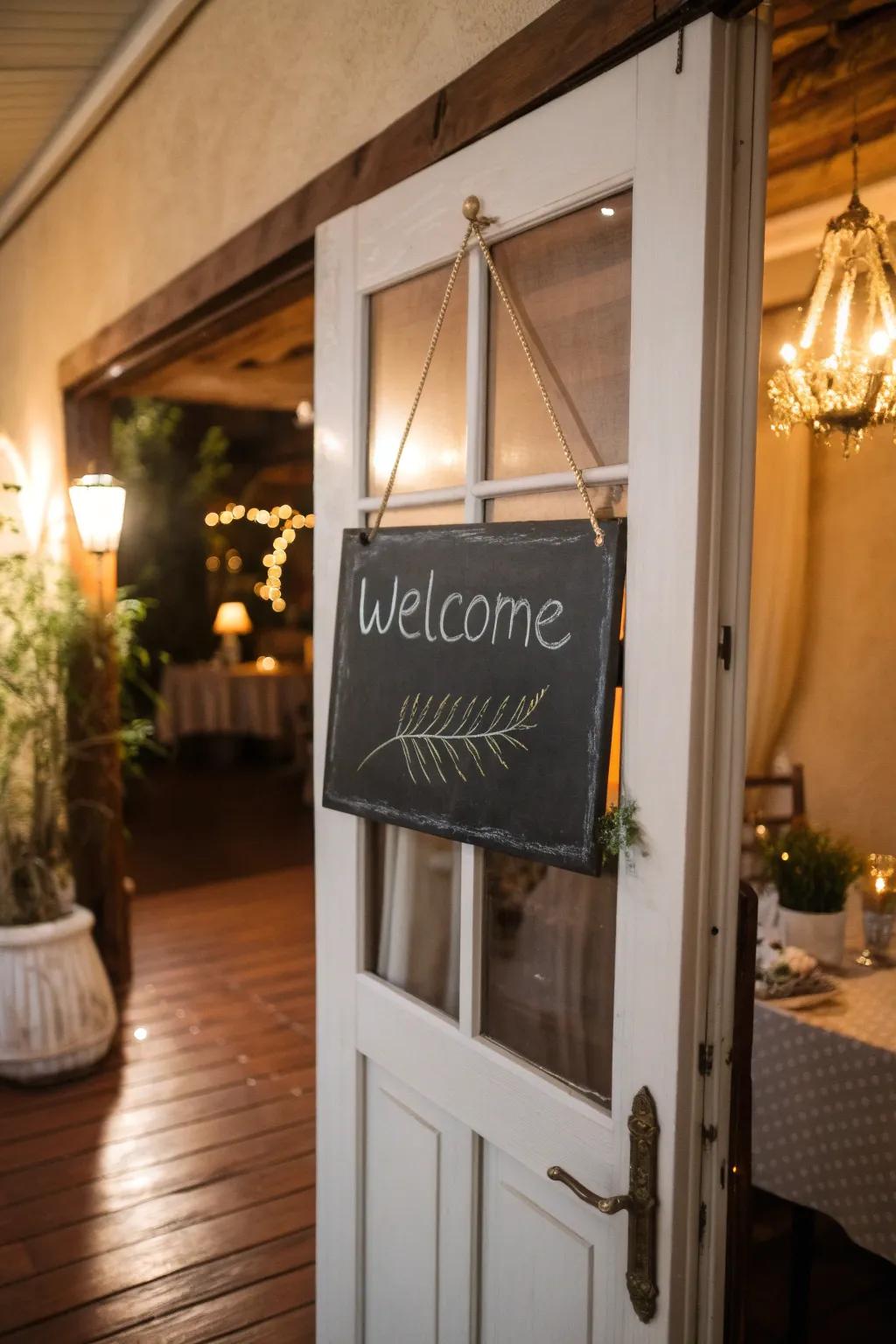 A greeting board includes a unique element to door decor.