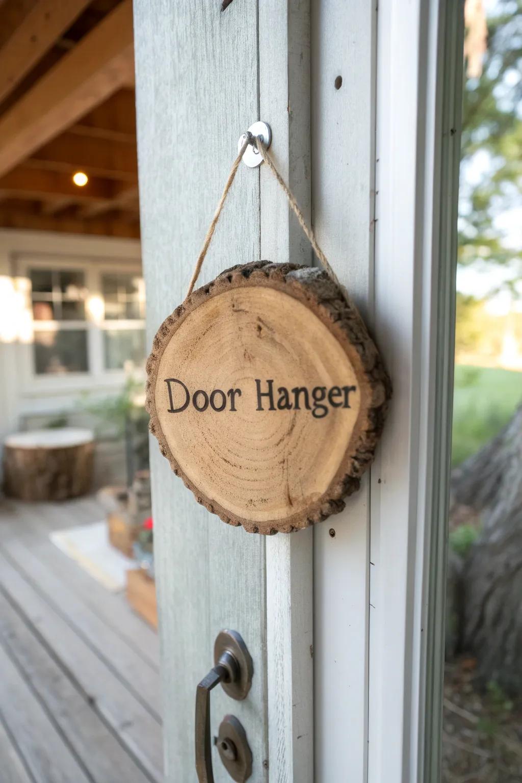 Welcome a countryside aesthetic with an authentic timber disk door decoration.
