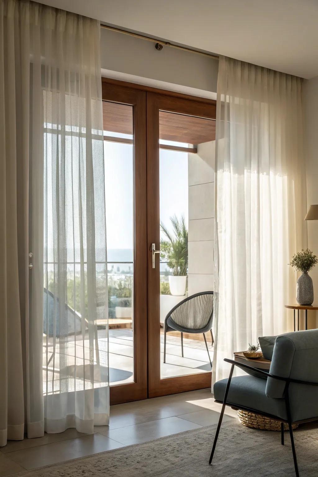 Regulate light while maintaining bright spaces with airy drapes.