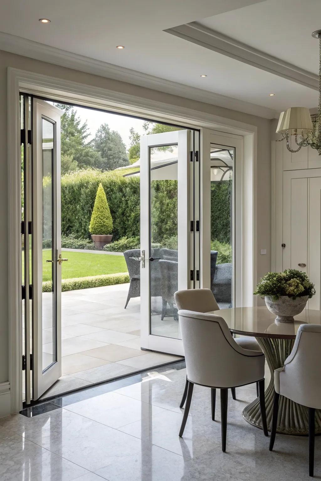 Savor versatility and elegance using folding segment doors.