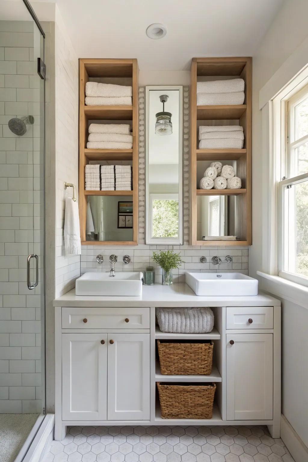 Vertical storage boosts both utility and style.