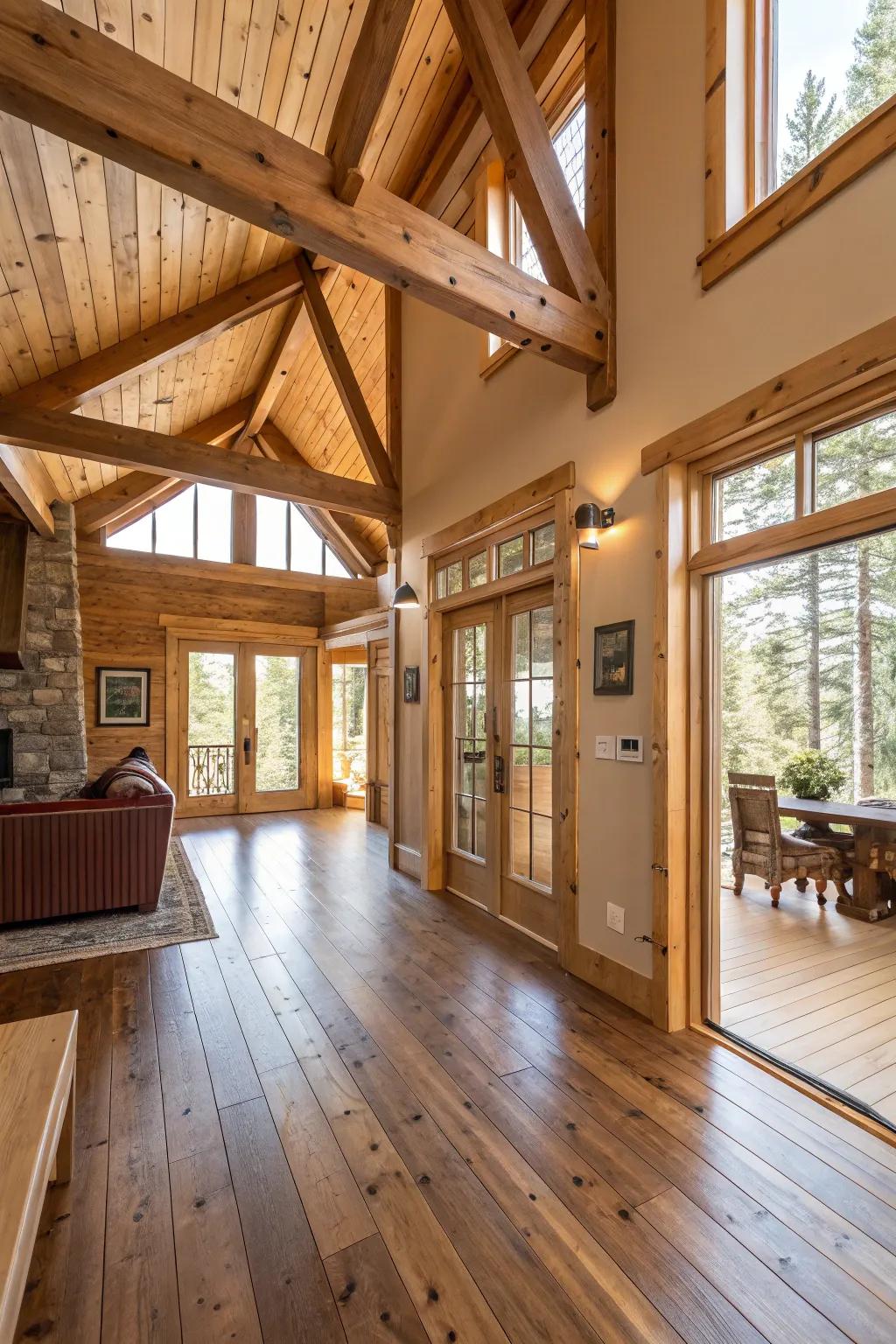 Wooden features enrich your living space with warmth and texture.