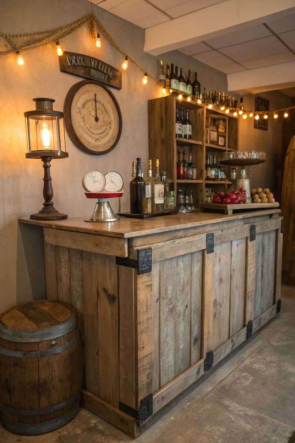 Country house appeal contributes warmth and distinctiveness to your bar space.