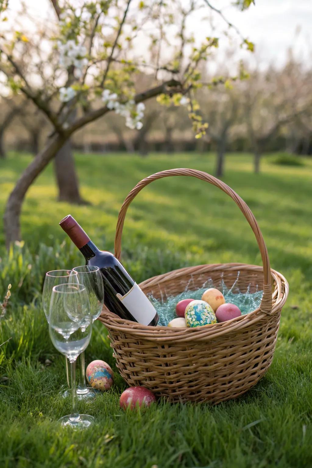 Celebrate the spring season with an Easter basket themed around wine.