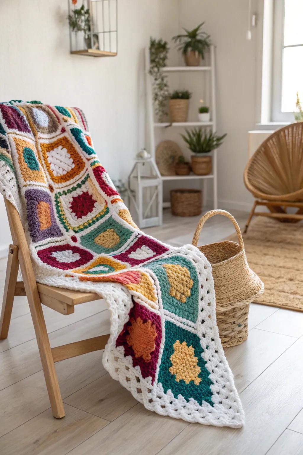 Welcome the Geometric Block Resurgence: Crafting comfort with a hint of bohemian allure.