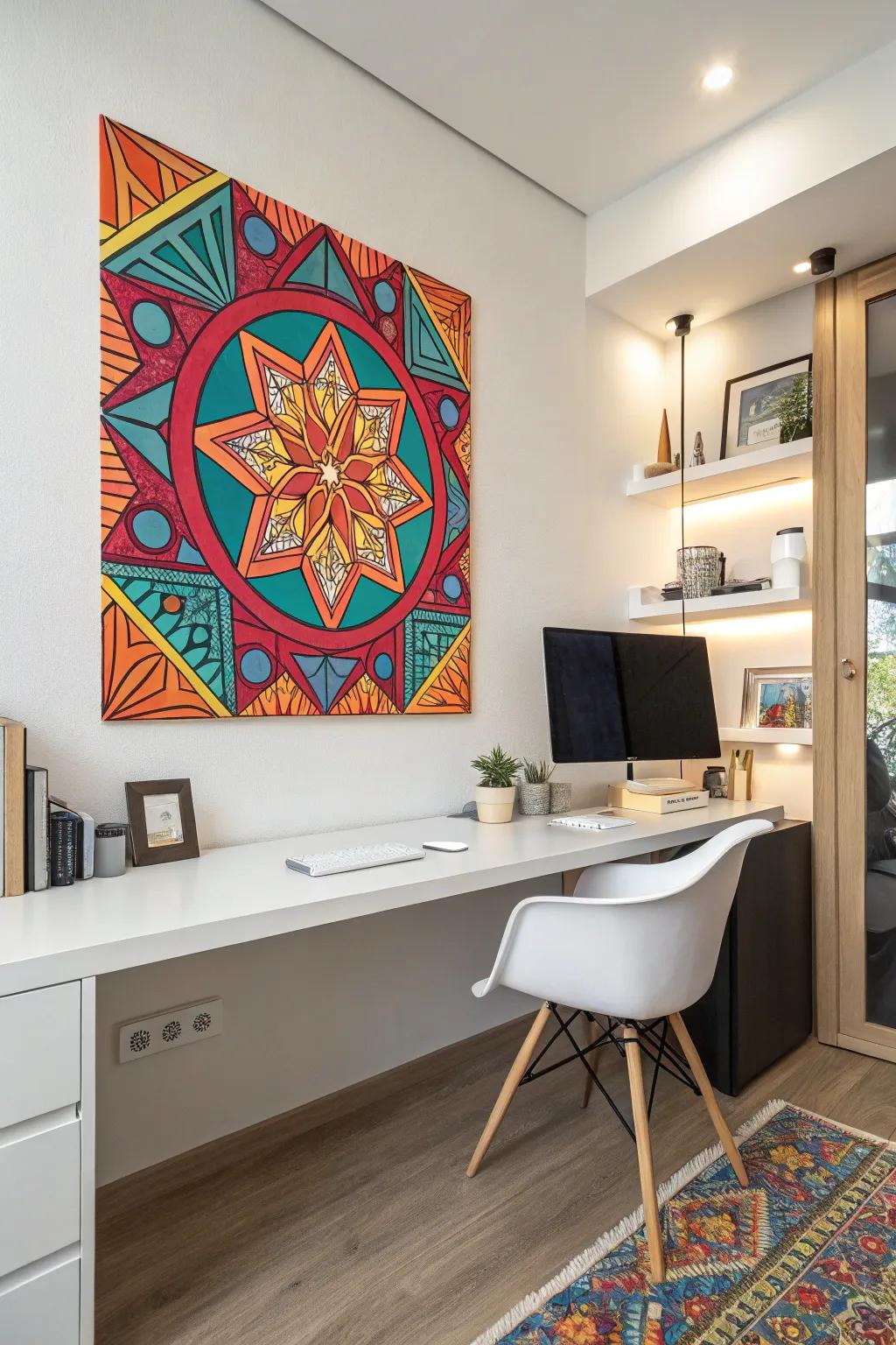 Geometric layouts infuse dynamic energy and cultural legacy into your home's aesthetic.