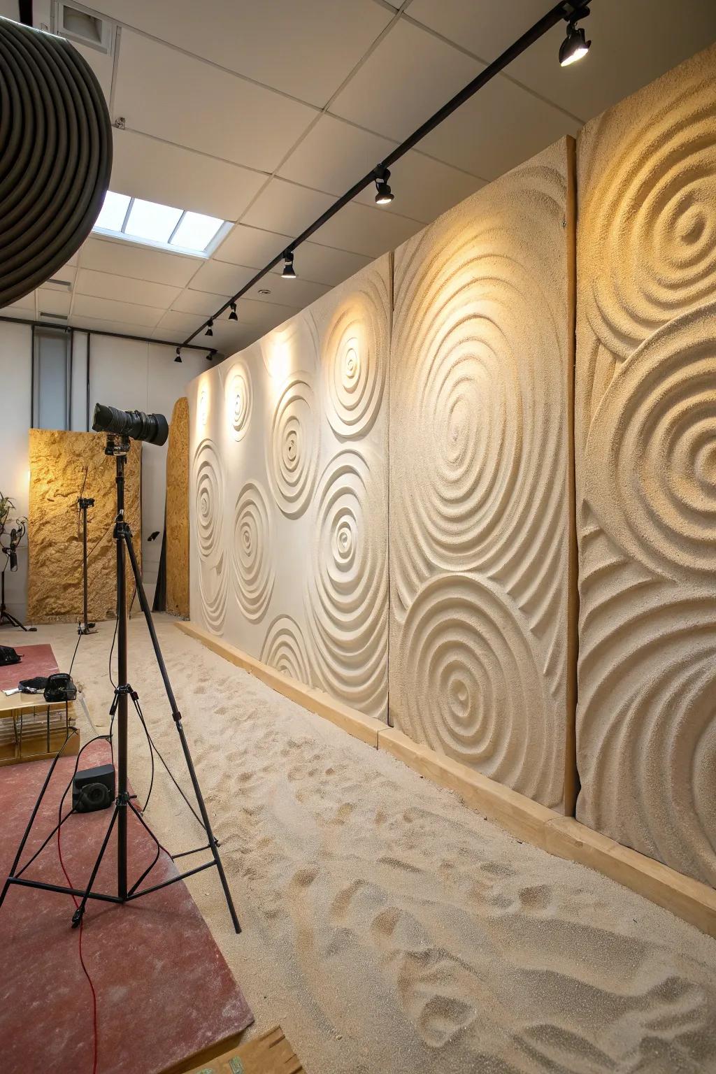 Granular vortex method fashions an artistic focal point.