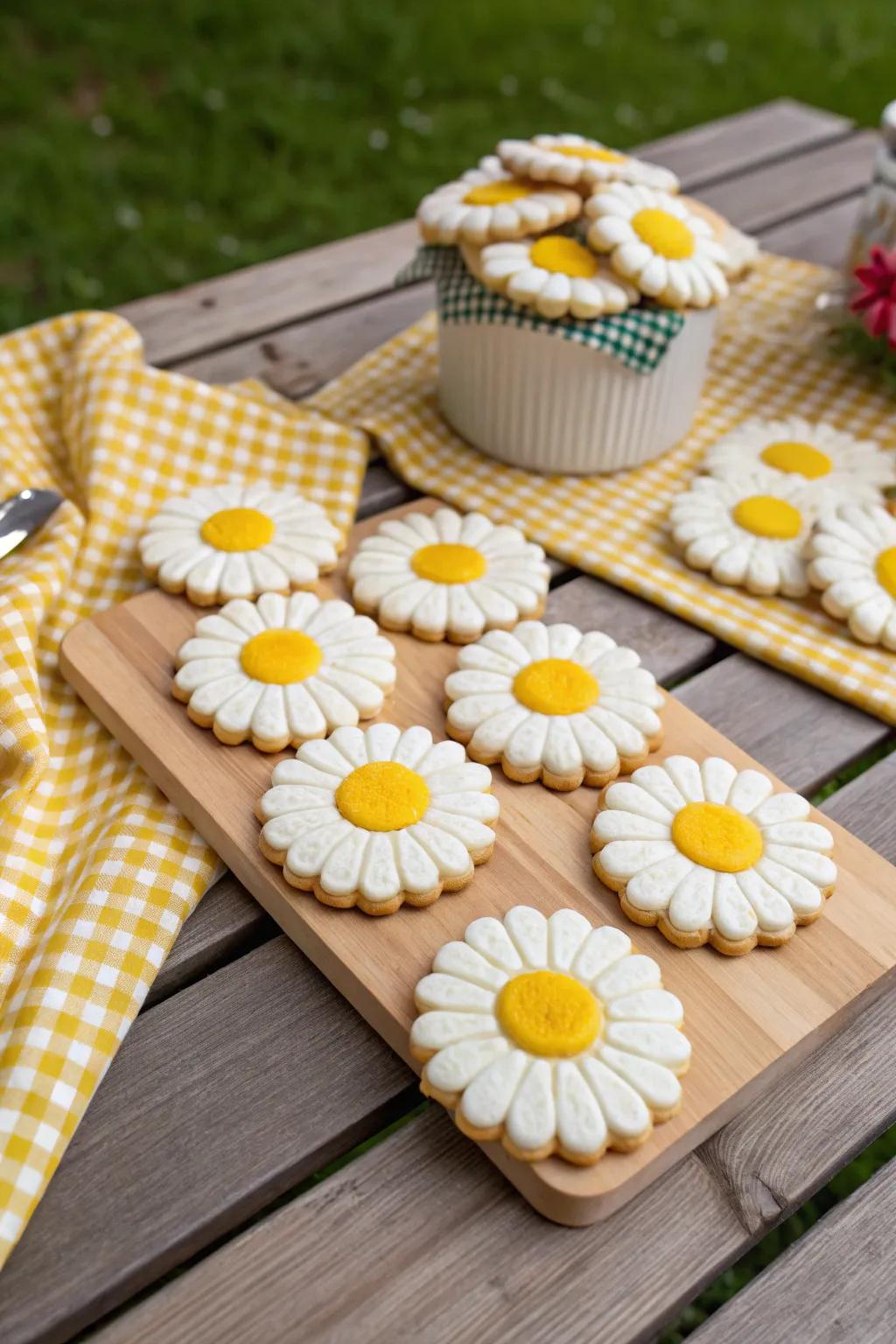 Cheerful daisy cookies to brighten any occasion.