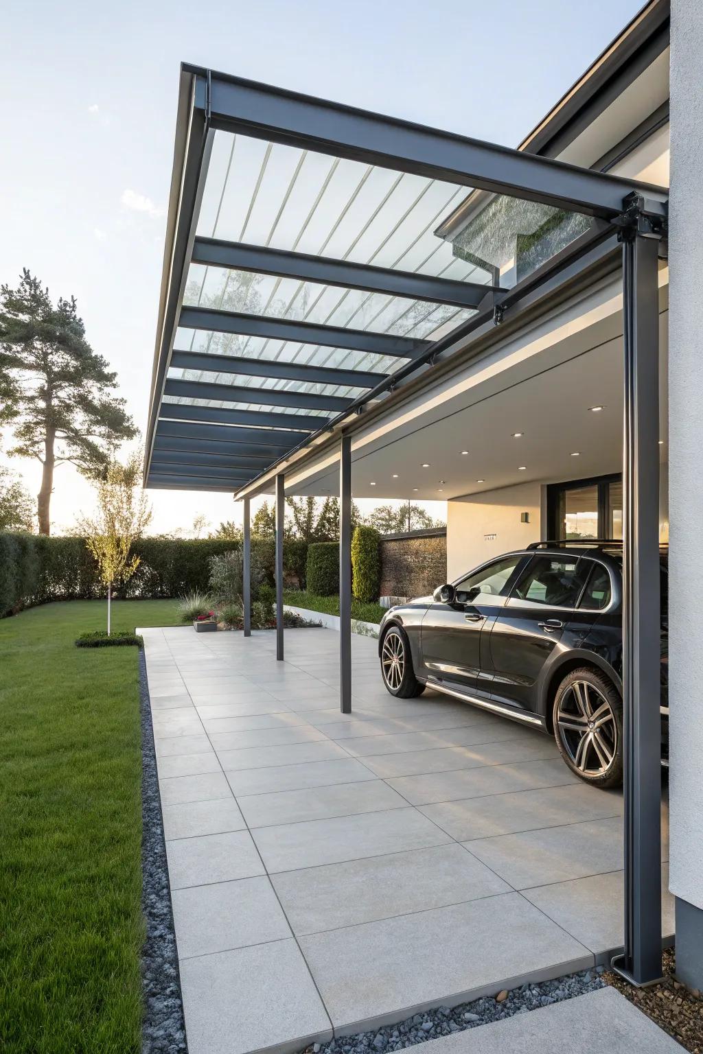 Steel frameworks deliver a contemporary, long-lasting option for your carport.