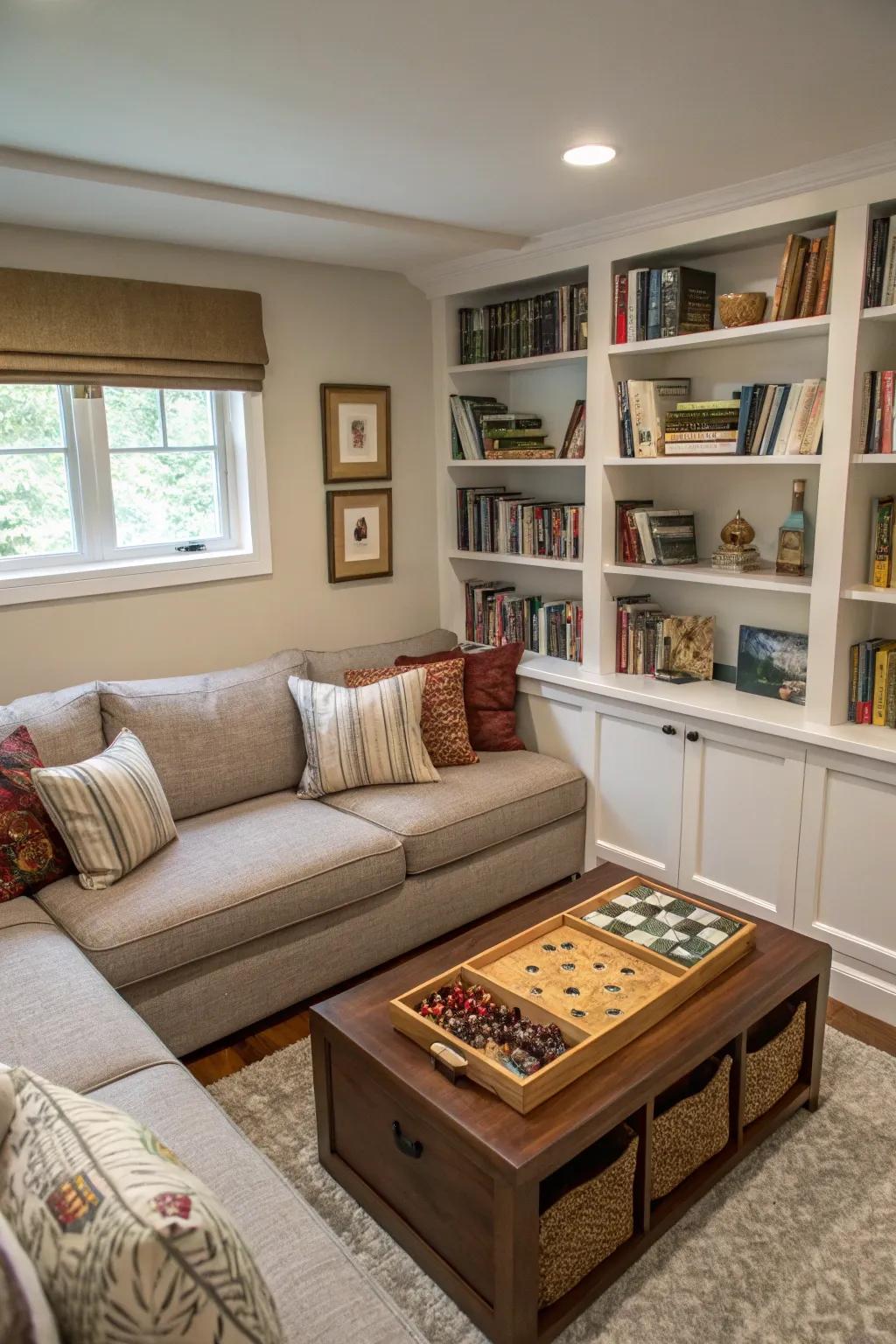 Relax in a comfy nook, ideal for reading or playing games alongside friends and family.